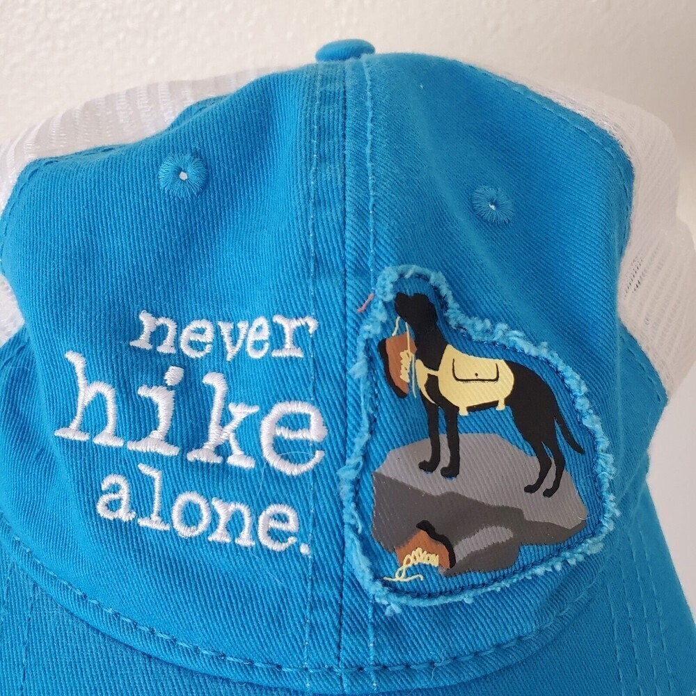 Dog Is Good Baseball Cap "Never Hike Alone" one size fits most Blue White Cotton